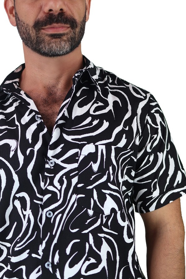 Camisa Slim Fit Con Botones Estilo Casual Manga Corta Para Caballero